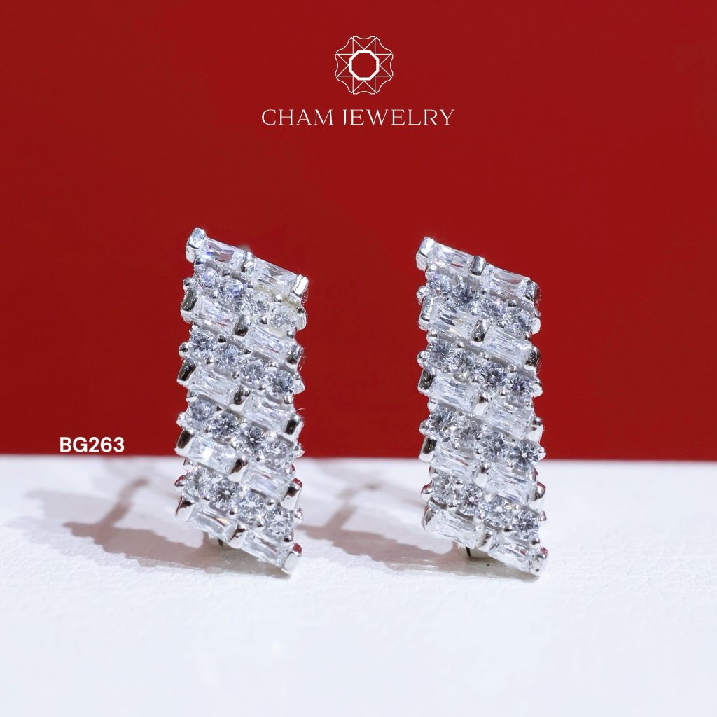 Hoa Tai BG263 CHAM JEWELRY, Bản 5.5mm.
