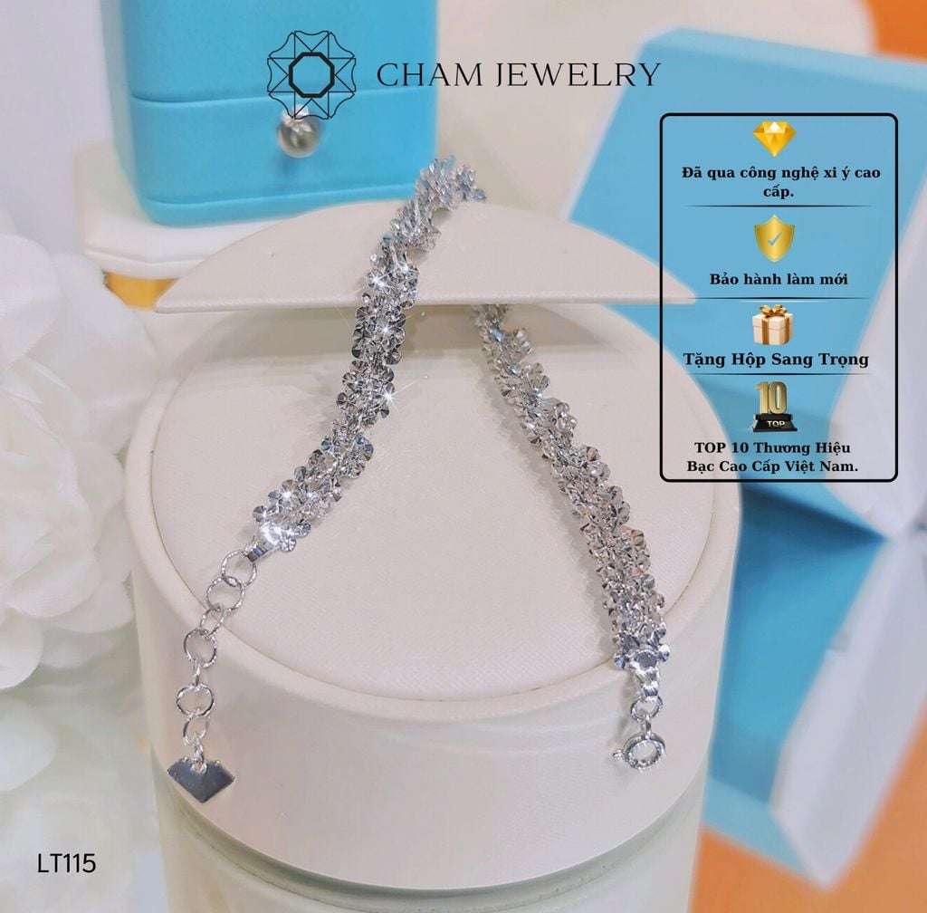 Lắc Tay CHAM JEWELRY LT115, Lắc Xoắn Hoa Mai 6.5mm (Barcode TLBC643).