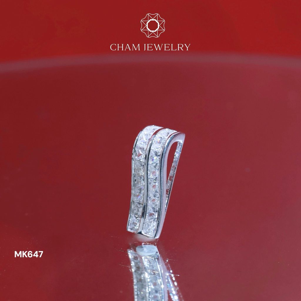 Mặt Dây Chuyền MK647 CHAM JEWELRY, Mặt Xỏ Kiểu 2 Hàng Đá ( Barcode TMX247)