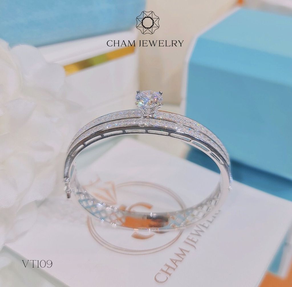 Vòng Tay CHAM JEWELRY VT109, Vòng Xoàn 1 Hột (Barcode CV6208).