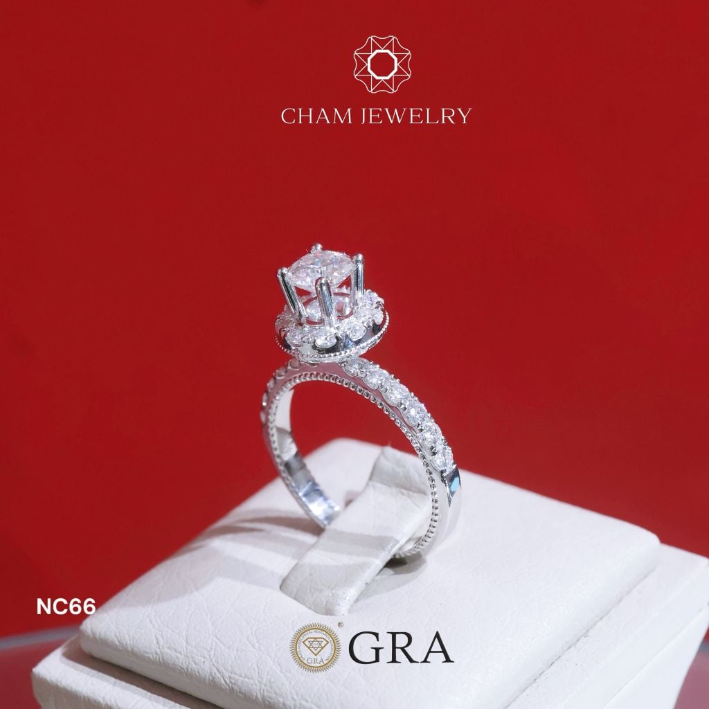 Nhẫn NC66 CHAM JEWELRY, Full Kim Cương Moissanite, Chủ 5.4mm (Barcode ONNU85)