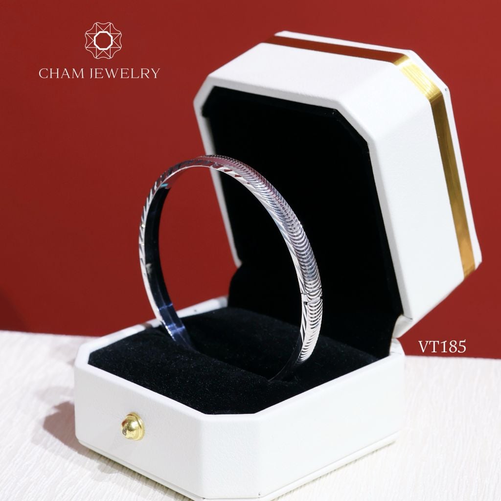 Vòng Tay VT185 CHAM JEWELRY, Vòng Mắt Mèo Bản 5.0mm (Barcode TVC36).