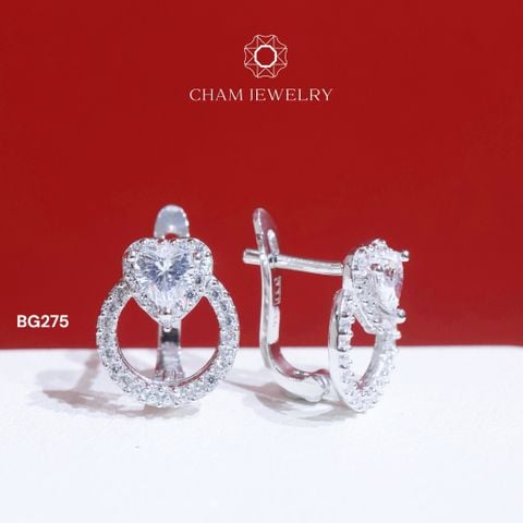 Hoa Tai BG275 CHAM JEWELRY, Chủ 4.0mm Trái Tim (Barcode TBG340).