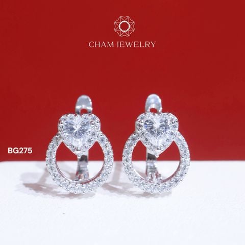 Hoa Tai BG275 CHAM JEWELRY, Chủ 4.0mm Trái Tim (Barcode TBG340).
