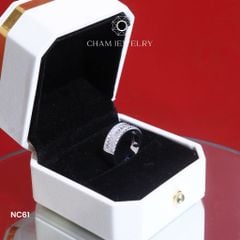 Nhẫn NC61 CHAM JEWELRY, Full Kim Cương Moissanite Bản 6.5mm (Barcode ONNU83).
