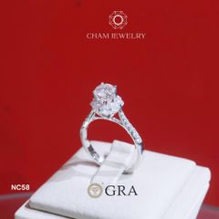 Nhẫn NC58 CHAM JEWELRY, Full Kim Cương Moissanite Chủ 5.5mm (Barcode ONNU45).