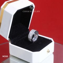 Nhẫn NC63 CHAM JEWELRY, Full Kim Cương Moissanite, Bản 8.0mm (Barcode ONNU88)