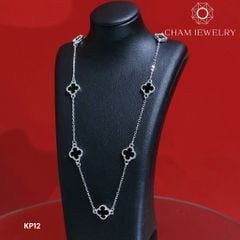 Dây Chuyền KP12 CHAM JEWELRY, Dây Full Cỏ 4 La Đen Bản 7mm (Barcode TDK12)
