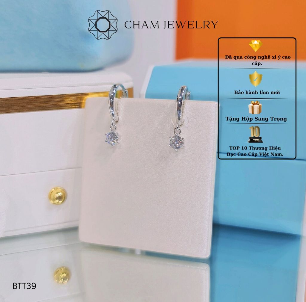 Hoa Tai BT39 CHAM JEWELRY,Chủ 4.0mm .