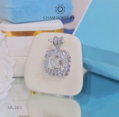 Mặt Dây Chuyền MK483 CHAM JEWELRY, Xoàn Vuông 10mm Đá Vàng ( Barcode TMA1454).