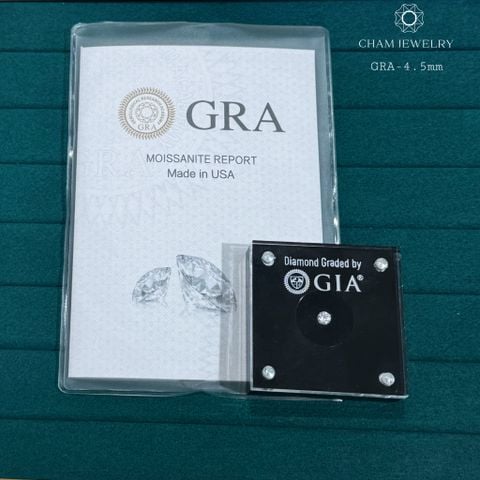 Kim Cương Moissanite GRA 4.5mm, 0.4ct Nước D Cao Cấp (58 GIÁC).