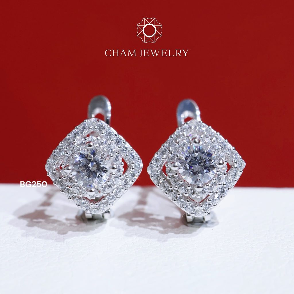 Hoa Tai BG250 CHAM JEWELRY , Chủ 4.0mm (Barcode TBG776).