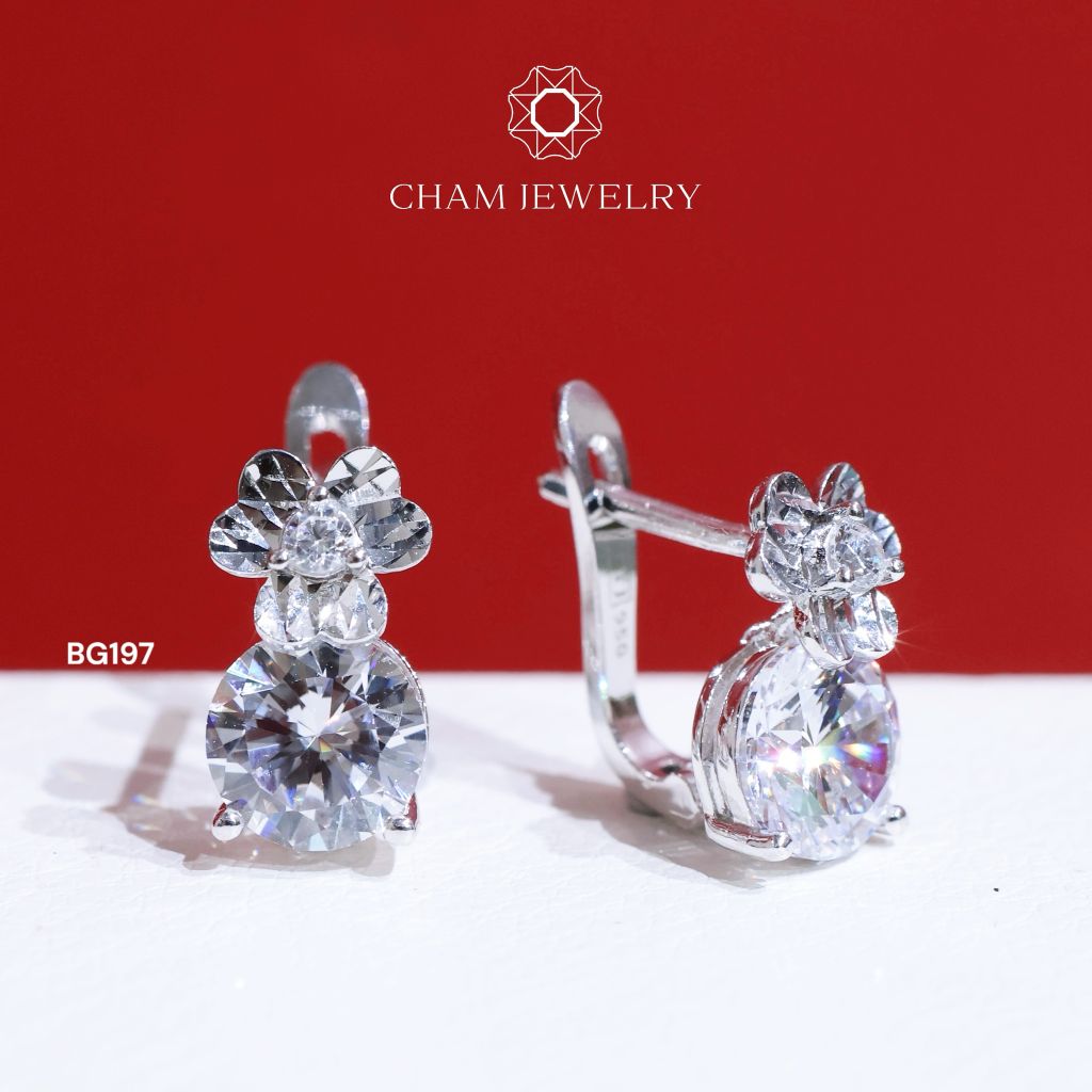 Hoa Tai BG197 CHAM JEWELRY, Chủ 6.5mm ( Barcode TBG0815).