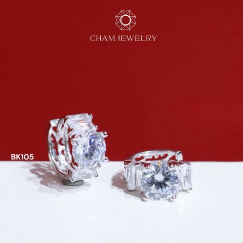 Hoa Tai CHAM JEWELRY BK105, Khoen Tròn Chủ 6mm ( Barcode TBK262).