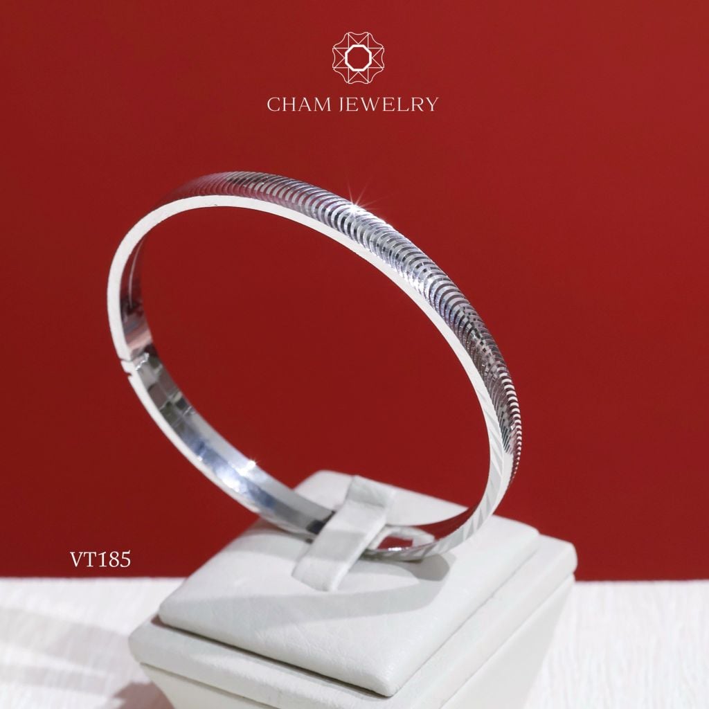 Vòng Tay VT185 CHAM JEWELRY, Vòng Mắt Mèo Bản 5.0mm (Barcode TVC36).