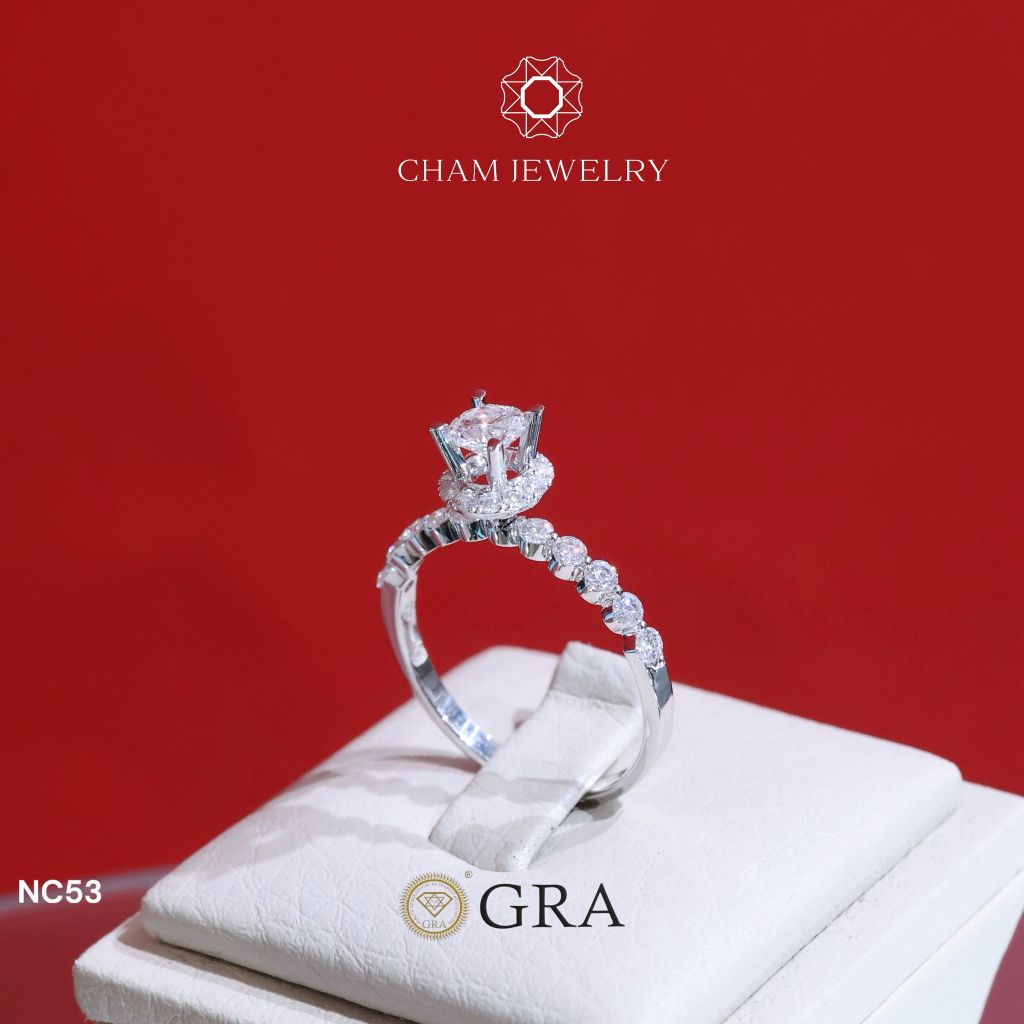 Nhẫn NC53 CHAM JEWELRY, Full Kim Cương Moissanite Chủ 4.5mm (Barcode ONNU47).