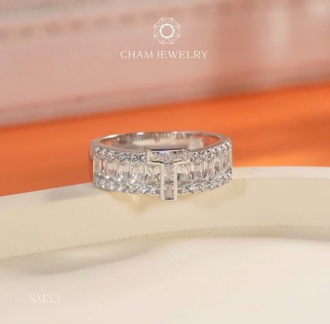 Nhẫn NM33 CHAM JEWELRY, Nhẫn Chữ T (Barcode TNCC0019).