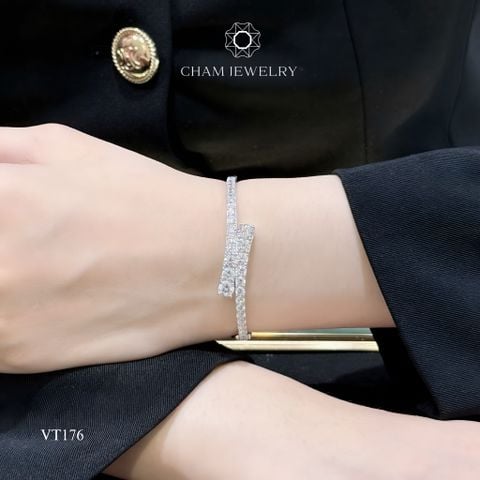 Vòng Tay VT176 CHAM JEWELRY, Full Nửa Hàng Đá Chéo (Barcode CV7598 - C04V846).