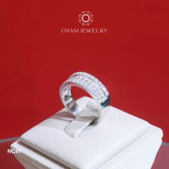 Nhẫn NC61 CHAM JEWELRY, Full Kim Cương Moissanite Bản 6.5mm (Barcode ONNU83).