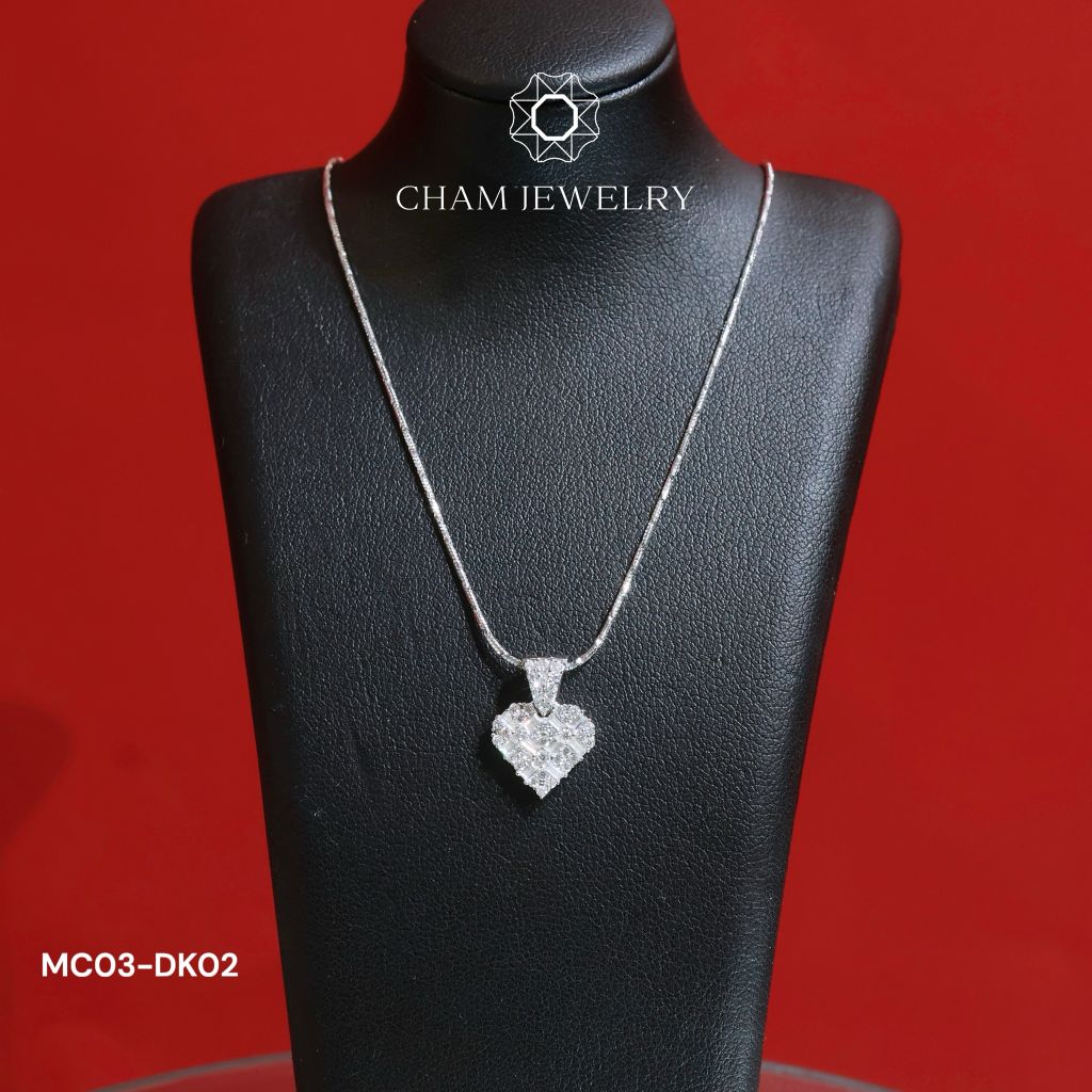 Dây Chuyền CHAM JEWELRY MC03-DK02 45cm ,Trái Tim Full Moissanite  (Barcode TFM17).