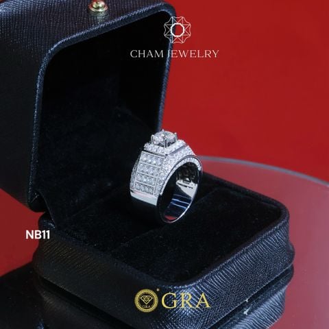 Nhẫn Nam NB11 CHAM JEWELRY, Chủ 6.3mm Full Moissanite Cao Cấp (Barcode ONNA42)