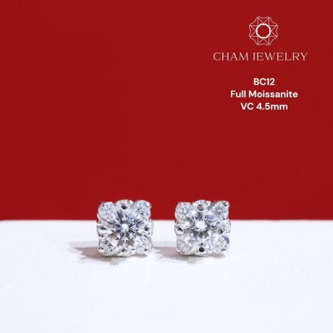 Hoa Tai CHAM JEWELRY BC12, Full Moissanite Chủ 4.5mm (Barcode CAD1VM114).