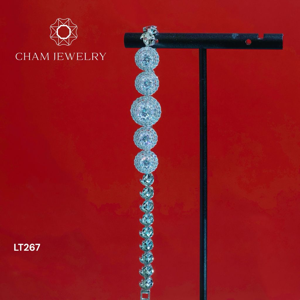 Lắc Tay LT267 CHAM JEWELRY, Lắc Xoàn Tròn Chủ 6.0mm (Barcode TLT1248).