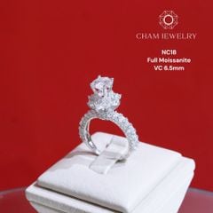 Nhẫn NC18 CHAM JEWELRY, Chủ 6.5mm Full Moissanite Cao Cấp (Barcode TVM44).