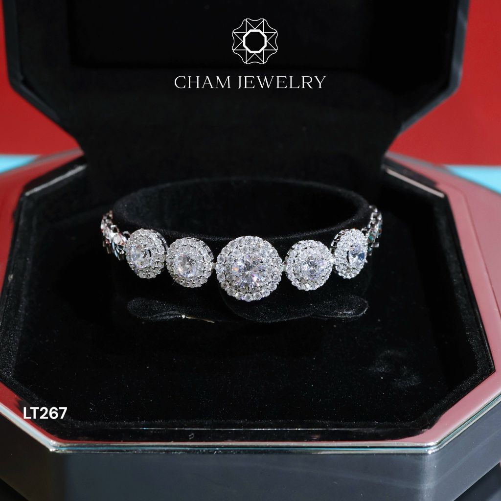 Lắc Tay LT267 CHAM JEWELRY, Lắc Xoàn Tròn Chủ 6.0mm (Barcode TLT1248).
