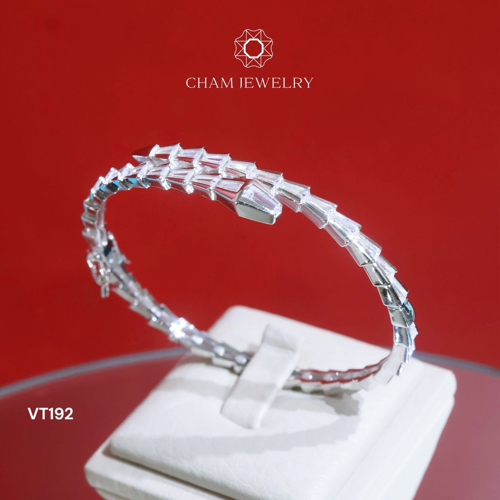 Vòng Tay VT192 CHAM JEWELRY, Vòng Rắn Full Baget Đá Cao Cấp (Barcode TVB309V - CV107554)
