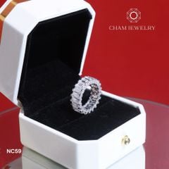 Nhẫn NC59 CHAM JEWELRY, Full Kim Cương Moissanite ,Bản 5.0mm ( Barcode ONNU80)