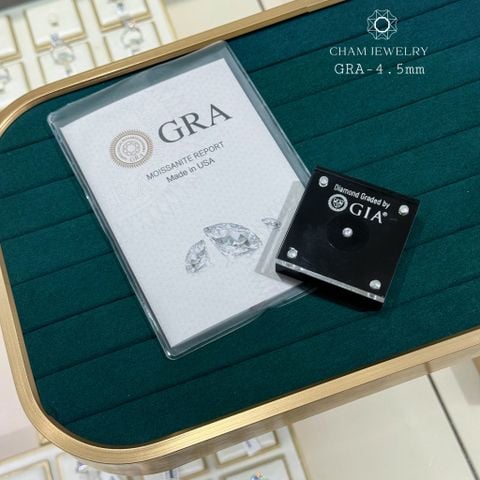 Kim Cương Moissanite GRA 4.5mm, 0.4ct Nước D Cao Cấp (58 GIÁC).