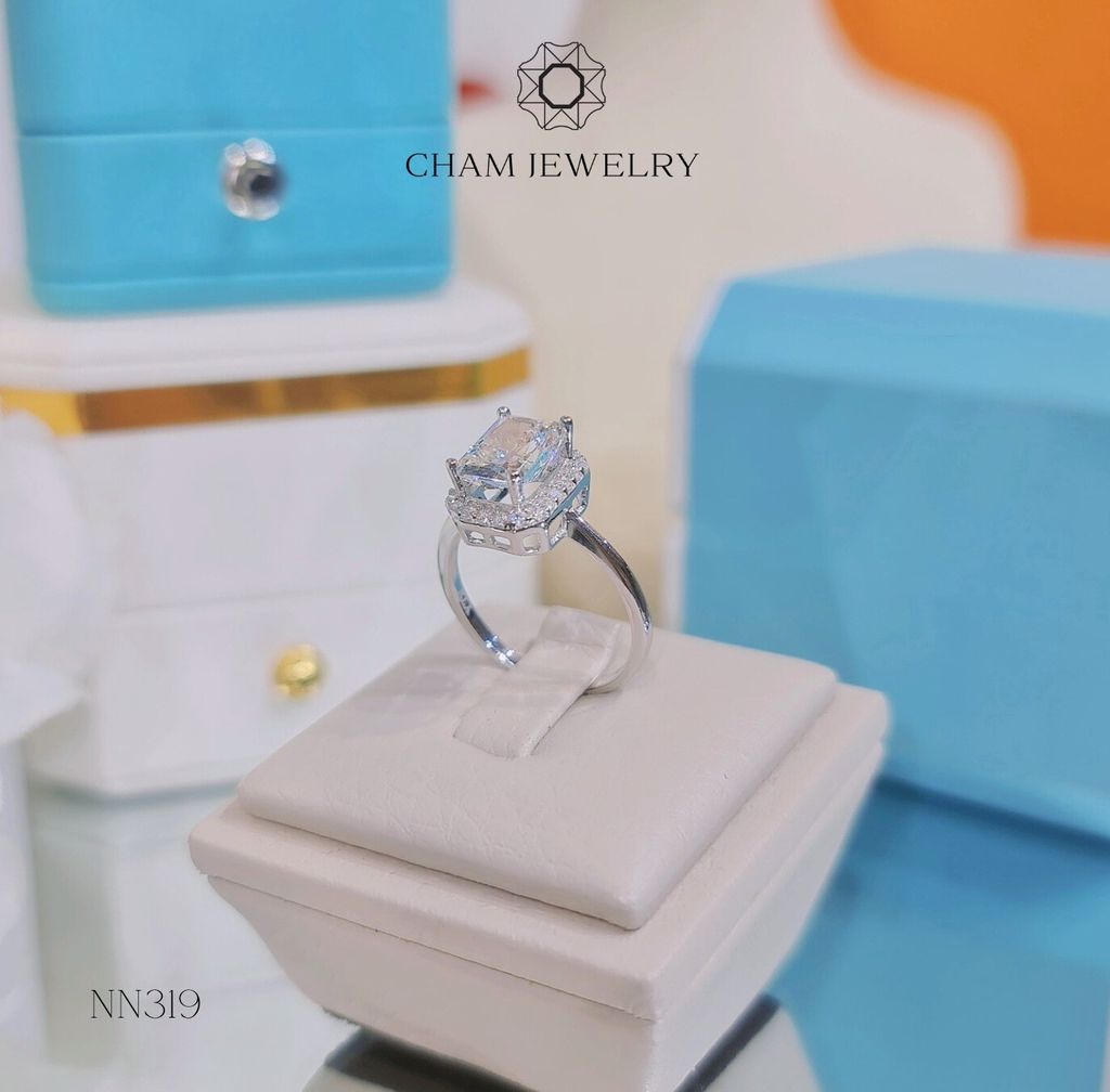 Nhẫn NN319 CHAM JEWELRY, Nhẫn Xoàn  Nhật Đá Nam Phi 6x8mm Cao Cấp (Barcode TNN1241).