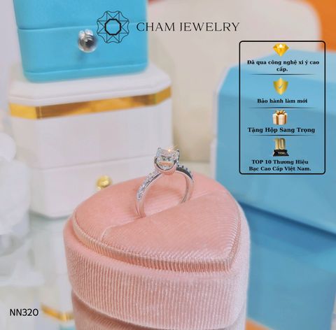 Nhẫn NN320 CHAM JEWELRY, Nhẫn Xoàn Đá Vuông Đá Nam Phi 6.0mm Cao Cấp (Barcode TNN1244).