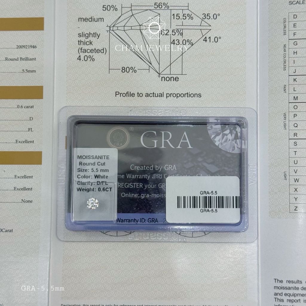 ĐÁ MOISSANITE KIỂM ĐỊNH GRA