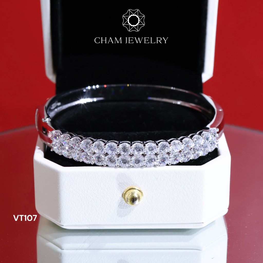 Vòng Tay CHAM JEWELRY VT107, Vòng 2 Hàng Đá( Barcode CV7267).