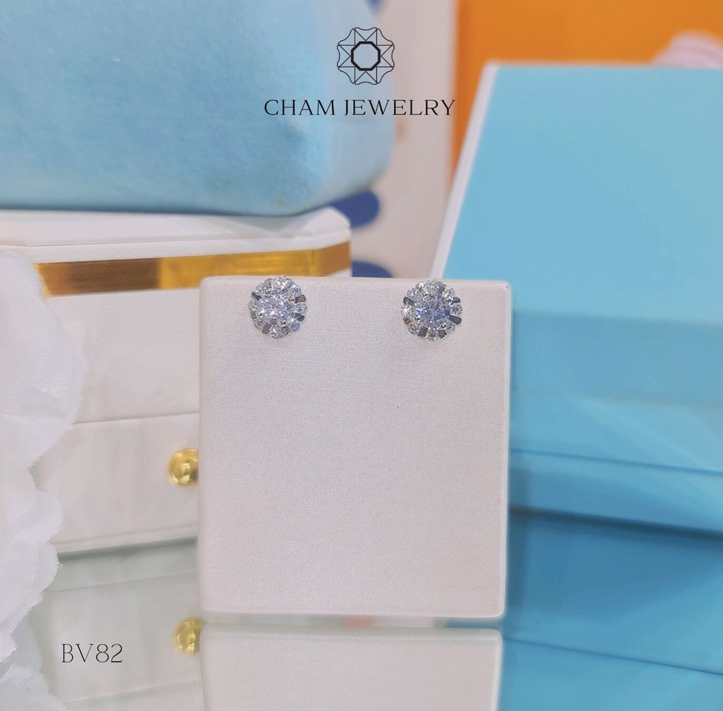Hoa Tai BV82 CHAM JEWWLRY, Chủ 4.5mm (Barcode CTP82).