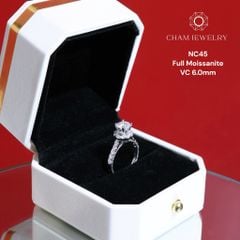 Nhẫn NC45 CHAM JEWELRY, Full Moissanite 6.0mm (Barcode TFM40).