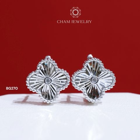 Hoa Tai BG270 CHAM JEWELRY, Cỏ 4 Lá Chạm Máy (Barcode TBG939).