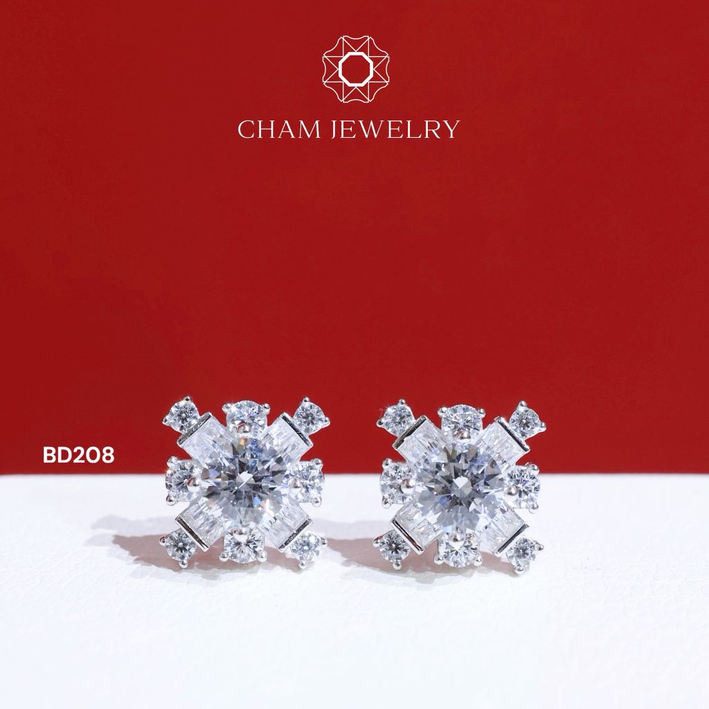 Hoa Tai BD208 CHAM JEWELRY , Chủ 4.5mm (Barcode TBD1008).