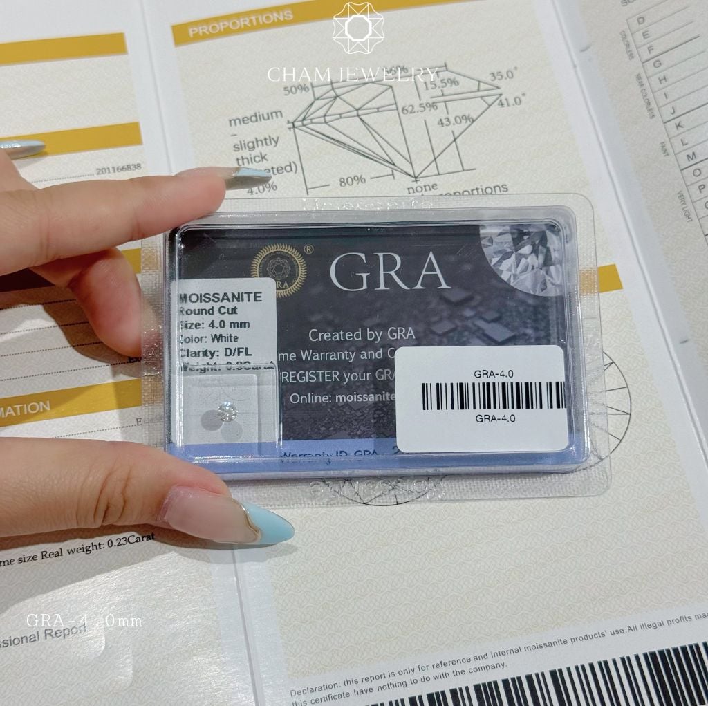 ĐÁ MOISSANITE KIỂM ĐỊNH GRA