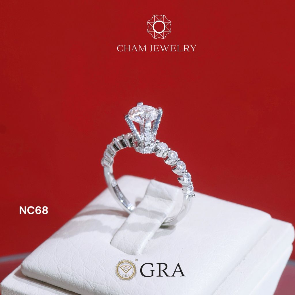 Nhẫn NC68 CHAM JEWELRY, Full Kim Cương Moissanite, Chủ 5.4mm (Barcode ONNU87)