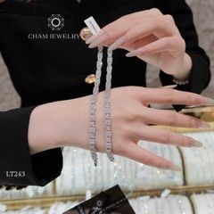 Lắc Tay LT243 CHAM JEWELRY, Full Xoàn Vuông Hoa Chủ 3.0mm(Barcode TLT1048).