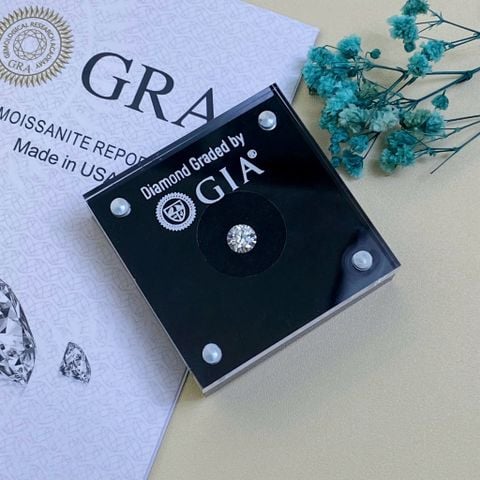 Kim Cương Moissanite GRA 6.5mm, 1.0ct Nước D Cao Cấp (58 GIÁC).