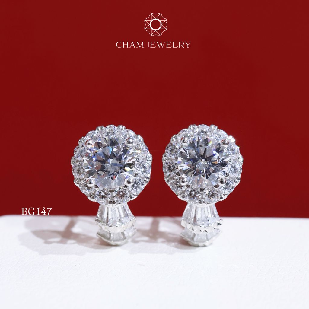 Hoa Tai BG147 CHAM JEWELRY, Chủ 6.0mm (Barcode TBG0628).