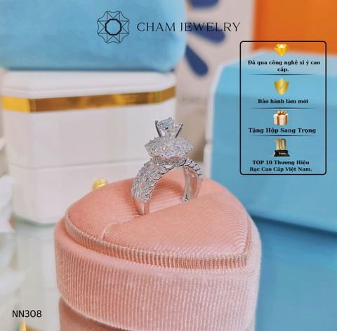 Nhẫn NN308 CHAM JEWELRY, Chủ 6.0mm (Barcode TNN1016).