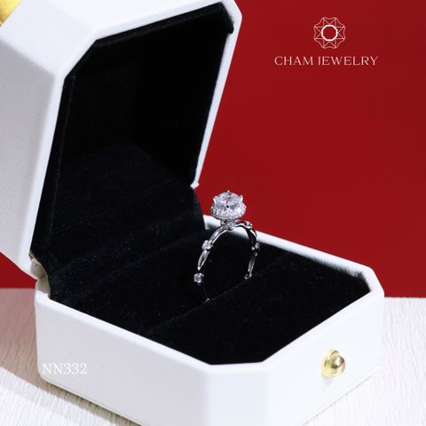 Nhẫn NN332 CHAM JEWELRY, HaLo Xoàn Chủ 5mm ( Barcode TNN1143).