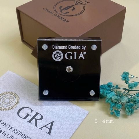 Kim Cương Moissanite GRA 5.4mm, 0.6 ct Nước D Cao Cấp (58 GIÁC).