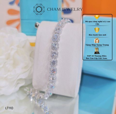 Lắc Tay LT110 CHAM JEWELRY, Xoàn Vuông Chủ 4.0mm ( Barcode TLT1019).