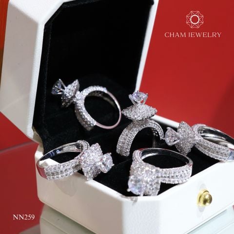 Nhẫn CHAM JEWELRY NN259, Halo Vuông Chủ 6.0mm (Barcode TNN1050).